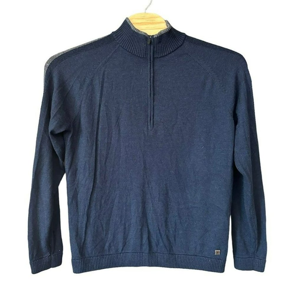 Smartwool Navy Blue 1/4 Zip Pullover‎ Sweater Mens XL *FLAW*